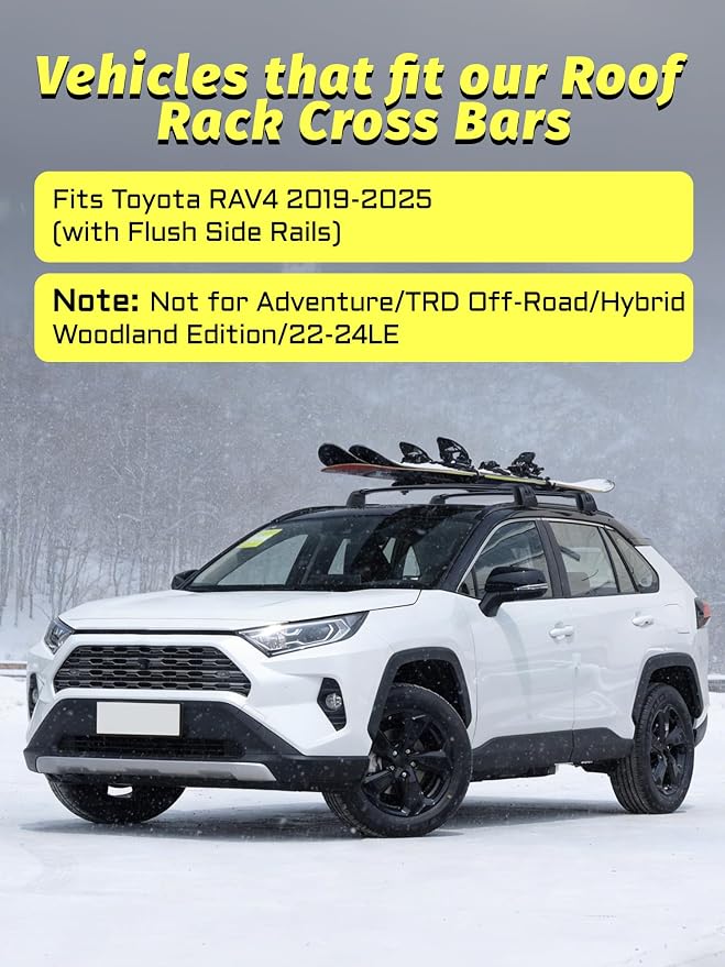 Gdydi 220lbs Rav4 2019-2025 Lockable Roof Rack Cross Bars, Black Aluminum Roof Rack, Fit Flush Side Rails (Not for Adventure/TRD Off-Road/Hybrid Woodland Edition/22-24LE)