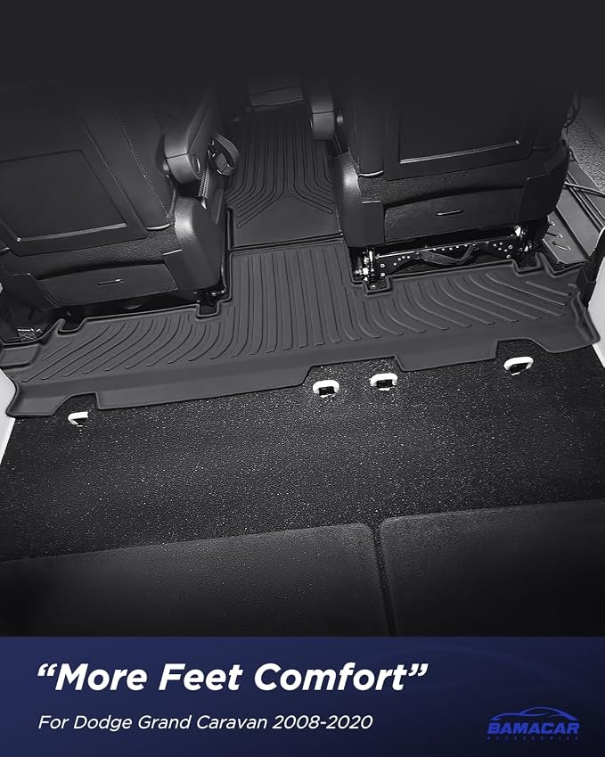 All Weather Floor Mats for Dodge Grand Caravan 2008-2021 Waterproof 7 Seats Anti-Slip Rubber Heavy Duty 3 Row Cargo Liner for Caravan SE/SXT/Crew Accessories 2019 2018 2017 2016 2015 2014 2013 2012