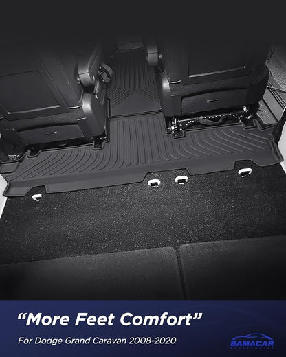 All Weather Floor Mats for Dodge Grand Caravan 2008-2021 Waterproof 7 Seats Anti-Slip Rubber Heavy Duty 3 Row Cargo Liner for Caravan SE/SXT/Crew Accessories 2019 2018 2017 2016 2015 2014 2013 2012
