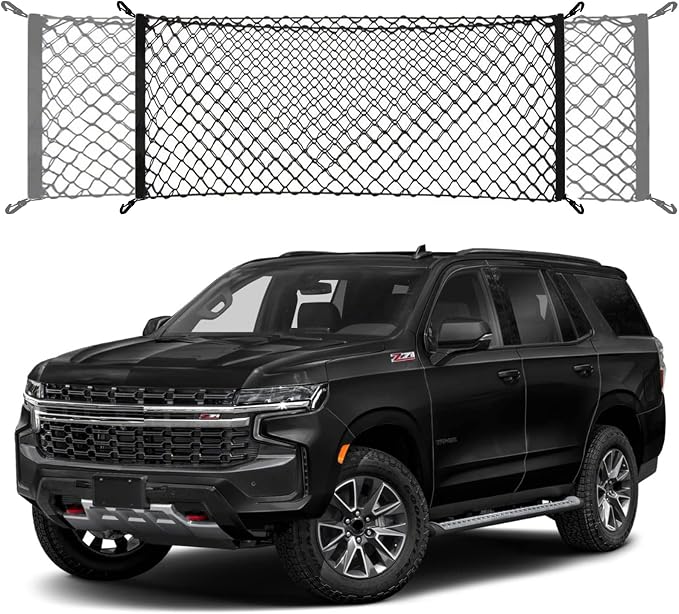 Envelope Style Trunk Cargo Net Compatible with Chevrolet Chevy Tahoe 2026 2025 2024 2023 2022 2021 2020 2019 2018 2017 2016 2015 Car Rear Nylon Mesh Tailgate Netting
