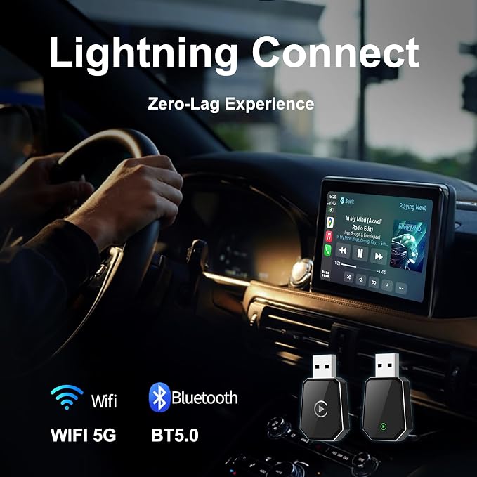 Wireless Carplay Adapter, Android Auto Adapter Plug and Play 2025 Carplay, Convert Wired to Wireless Supports Car Original Control, Mini Car Play Box for Cars