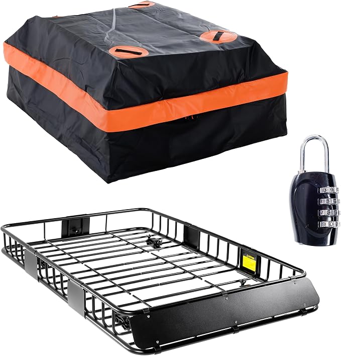 64"x39" Universal Roof Rack Basket with Bag 500D PVC Waterproof, Heavy-Duty Roof Rack Cargo Carrier up to 250 lbs, Weather-Resistant for SUV/Truck/Jeep/Camping/Travel