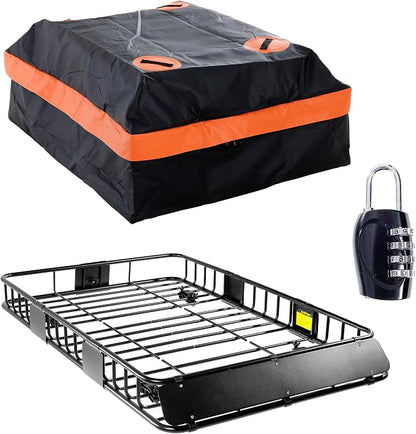 64"x39" Universal Roof Rack Basket with Bag 500D PVC Waterproof, Heavy-Duty Roof Rack Cargo Carrier up to 250 lbs, Weather-Resistant for SUV/Truck/Jeep/Camping/Travel