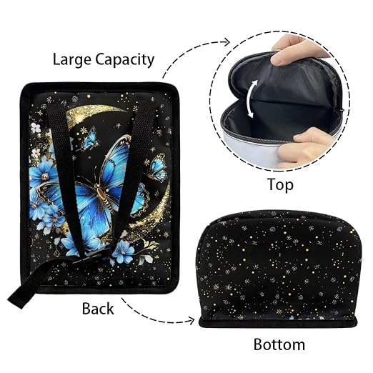 BIGCARJOB Butterfly Blue Car Trash Bags Hanging Automotive Car Garbage Bin with Adjustable Straps Reusable Auto Trash Bin Garbage Bags,Butterfly Car Accessories