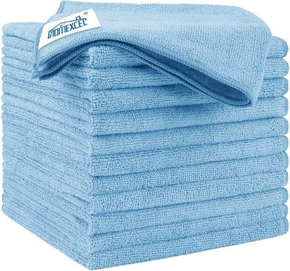 HOMEXCEL Blue Microfiber Cleaning Cloth 12 Pack, 12.5 x 12.5 inch Microfiber Towels for Cars, Ultra Absorbent Car Washing Cloth, Lint Free Streak Free Cleaning Rags for Car, Kitchen, and Window