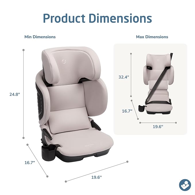 Maxi-Cosi Tanza Belt-Positioning Booster Car Seat with Back, Foldable Car Seat, SeaDrift