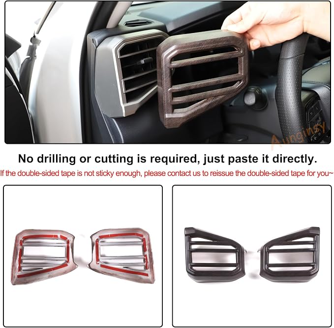 Aunginsy Car Center Console Side Air Conditioning Outlet Trim Cover Compatible with Toyota Tundra/Sequoia 2022-2025 2026, ABS Dashboard Side A/C Wind Vent Panel Decorative Frame Protector Accessories