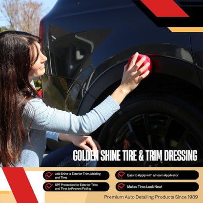 GOLDEN SHINE Tire & Trim Gel Dressing, 16 Ounce Bottle Shines and Protects Tires, Rubber and Exterior Trim, 16016