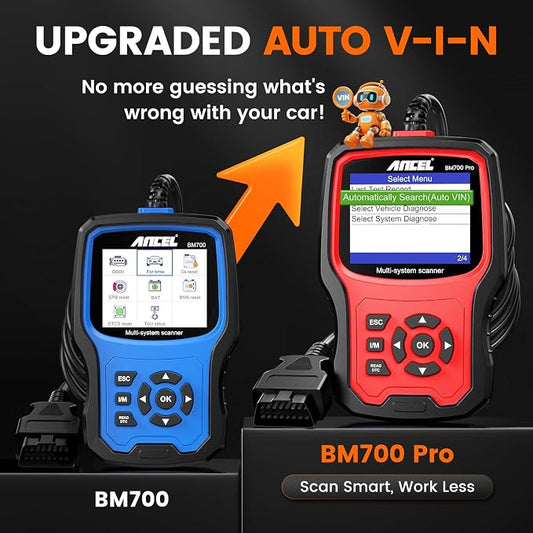 ANCEL BM700 PRO Fit for BMW Scanner - Battery Registration Tool, Code Reader for BMW/Mini/RR, Advanced OBD2 Scanner Auto V-I-N, Full System Diagnostic for BMW Scan Tool with All Reset Services (Red)