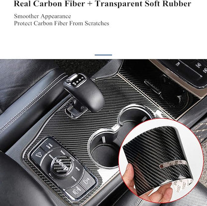 YOCTM for Jeep Grand Cherokee 2014 2015 Interior Accessories Black Real Carbon Fiber Center Console Cup Holder Cover Trim