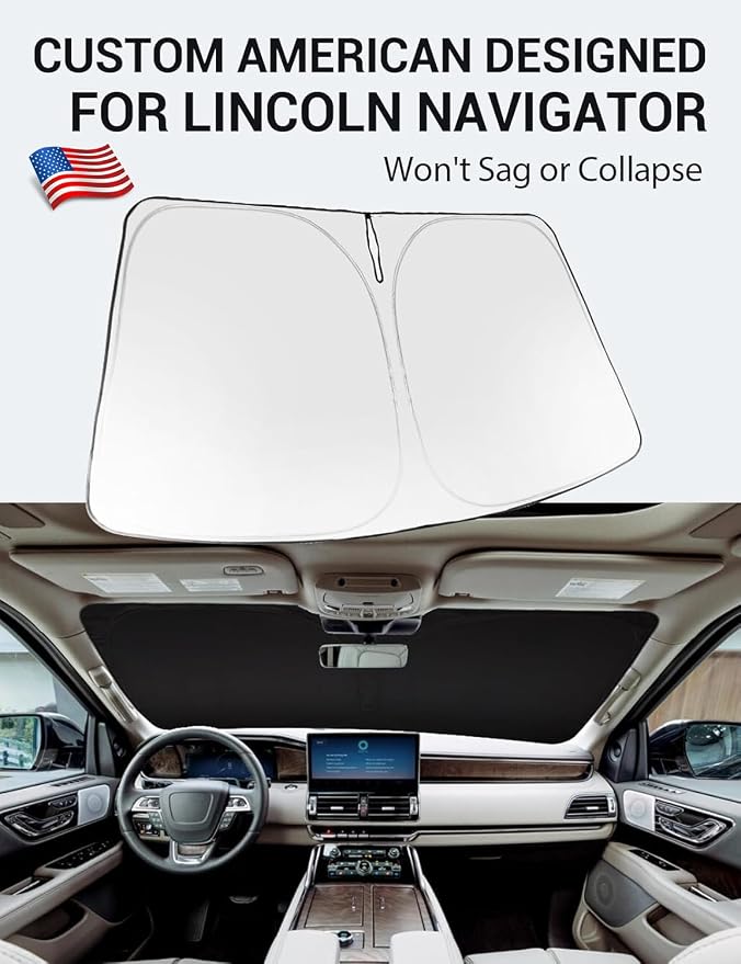 Proadsy 2026 Upgrade Front Windshield Sun Shade Foldable Sunshade Protector Custom Fit 2018–2024 Lincoln Navigator Accessories
