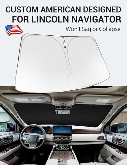 Proadsy 2026 Upgrade Front Windshield Sun Shade Foldable Sunshade Protector Custom Fit 2018–2024 Lincoln Navigator Accessories