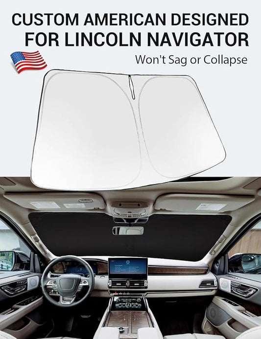 Proadsy 2026 Upgrade Front Windshield Sun Shade Foldable Sunshade Protector Custom Fit 2018–2024 Lincoln Navigator Accessories