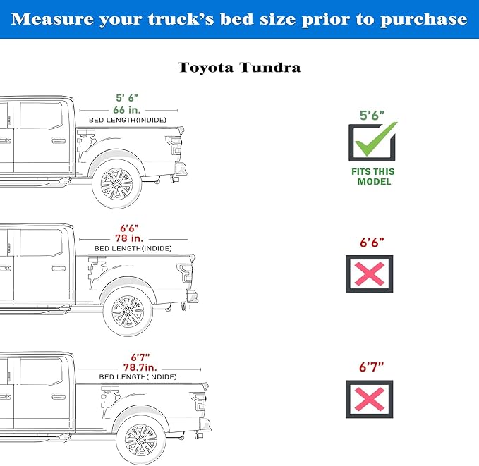 Toptiny Low Profile Flip Up Truck Bed Tonneau Cover Fits 2022-2026 Toyota Tundra 5'6" Bed (66.7")