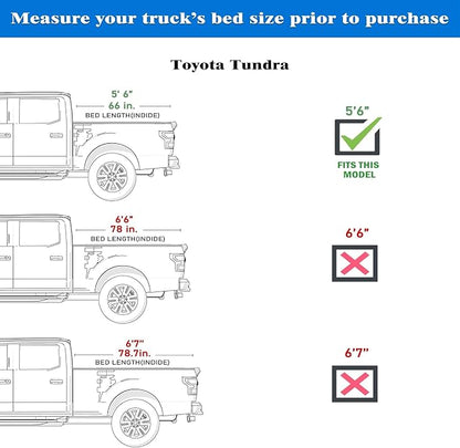 Toptiny Low Profile Flip Up Truck Bed Tonneau Cover Fits 2022-2026 Toyota Tundra 5'6" Bed (66.7")