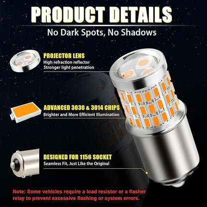 iBrightstar 1156 LED Bulb Amber, BA15S 1141 LED Turn Signal Bulbs Super Bright for Vehicle Blinker Lights and Turn Signal Lights, 2 Pack