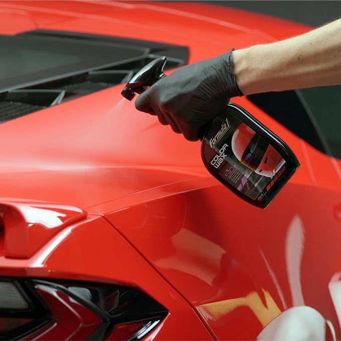 Formula 1 Color Wax Spray for Red Cars, Gives Ceramic Water Beading Protection and Ultimate Shiny Finish, Fills Minor Scratches with Color-Match Pigment, 23 oz