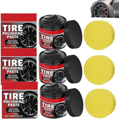 Car Tire Shine with Sponge,100g Tire Coating Paste,TirePolishing Paste,Wheel Shine Tir-e PolishingPaste,Long-Lasting Tir-e Dressing with Wet Gloss Look Finish for Car,Truck,Motorcycle, RV & More