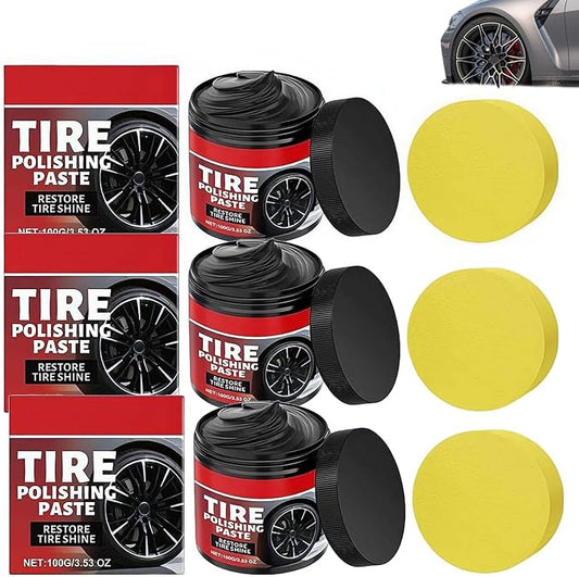 Car Tire Shine with Sponge,100g Tire Coating Paste,TirePolishing Paste,Wheel Shine Tir-e PolishingPaste,Long-Lasting Tir-e Dressing with Wet Gloss Look Finish for Car,Truck,Motorcycle, RV & More