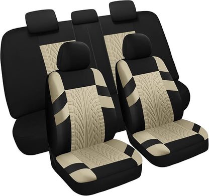 VarCozy Car Seat Covers Full Set, Front & Split Rear Bench for Car, Universal Cloth SUV, Sedan, Van, Automotive Interior Covers, Airbag Compatible