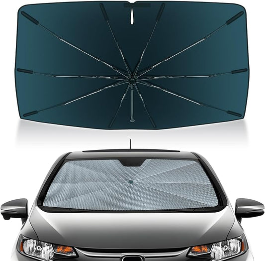 Autorder Windshield Sun Shade Umbrella for 2015-2020 Honda Fit Accessories,Upgraded Ice Crystal Material,Easy Setup Umbrella Sunshade for Car Windshield,100% Sun Blocking