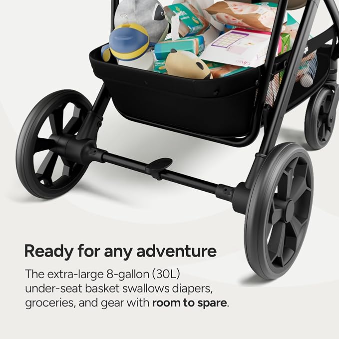 Mompush Wiz Pro 2-in-1 Baby Stroller, Full-Size All-Terrain Premium Stroller with Newborn Mode and Reversible Seat, Snack Tray Included, Large UPF 50+ Canopy & Storage Basket