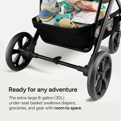 Mompush Wiz Pro 2-in-1 Baby Stroller, Full-Size All-Terrain Premium Stroller with Newborn Mode and Reversible Seat, Snack Tray Included, Large UPF 50+ Canopy & Storage Basket
