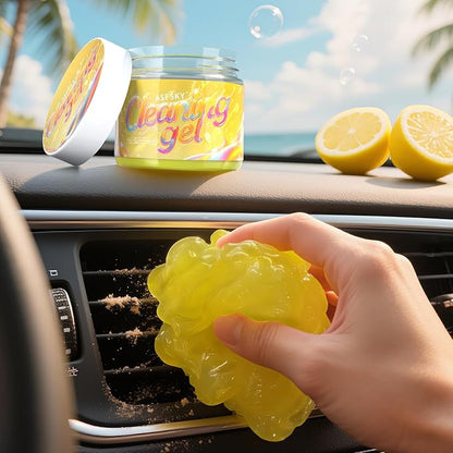 ASFSKY Keyboard Cleaning Gel (Lemon) Universal Cleaning Putty Dust Cleaning Car Interior Cleaner Car Dust Remover Car Slime Gifts for Men Women Girl（1 Pack）