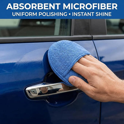 Wax Applicator Pad (6 Pack)，5 Inch Microfiber Wax Applicator Pads，Washable Reusable Car Wax Applicator Buffing Pads for Car Cleaning, Polishing and Detailing（Blue）