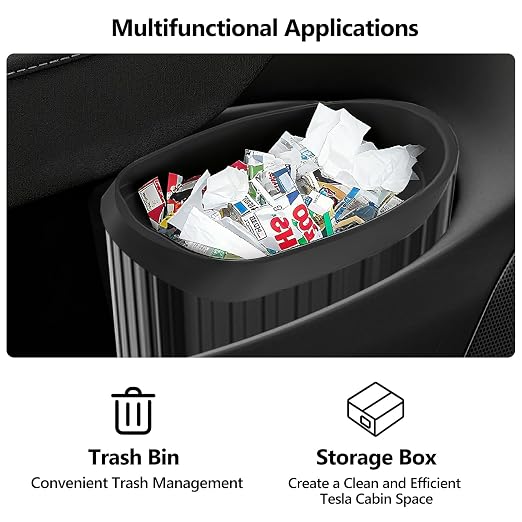 for Tesla Car Trash Can Bin Model Y Model 3 2017-2026 Accessories Mini Garbage Can Trash Bin Model Y Juniper Door Side Trash Can Model 3 Highland Multifunctional Organizers Storage