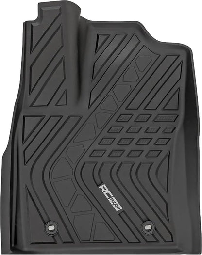Rough Country Flex-Fit Front Floor Mats for Toyota Tundra (2022–2025) Crew Cab - Custom All-Weather Non-Slip TPE Liners w/Spill Saver Lip