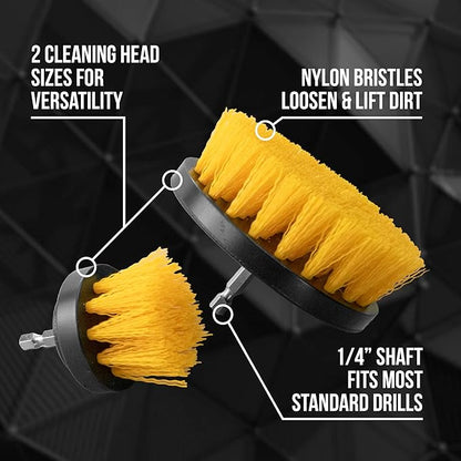 VIKING Drill Powered Carpet Cleaning Brushes for Car, Interior Cleaning Brush, Black and Yellow, 2 Pack