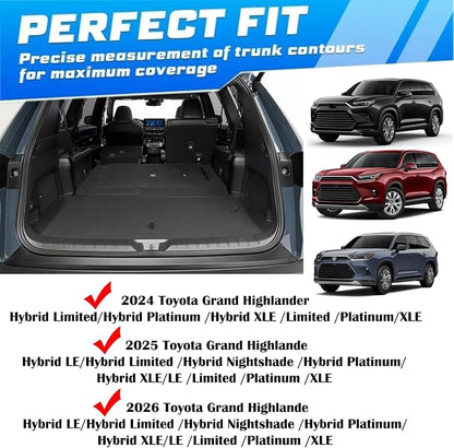 2 Pcs Trunk Organizer Cargo Net Suitable for 2024 2025 2026 Toyota Grand Highlander Hybrid Limited Platinum Nightshade XLE LE,Envelope Style&Rear Trunk Floor Style Cargo Net Car Trunk