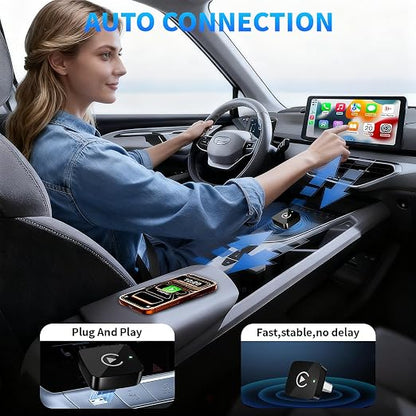 2 in 1 Wireless CarPlay and Android Auto Adapter for iPhone, Plug&Play Mini USB/USB C Car Play Adapter Fast and Stable Connection,No Delay Convert Wired to Wireless CarPlay for iPhone 8+/Android 11.0+