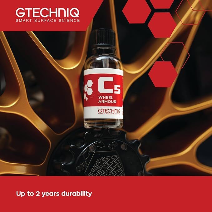 Gtechniq C5 Wheel Armour, Long Term Wheel Protection 15ml | Long-Term Alloy Wheel Sealant, Repels Brake Dust & Road Grime, Durable Hydrophobic Barrier for Easy Cleaning