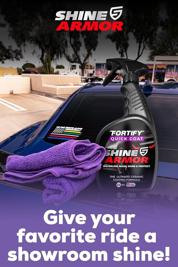 SHINE ARMOR Fortify Quick Coat - 24oz Ceramic Waterless Detailer Spray | 3-in-1 Wash, Wax & Nano-Ceramic Coating | Mirror Shine, Zero Streaks, No Dust Residue | 6-12 Month Protection | Made in USA