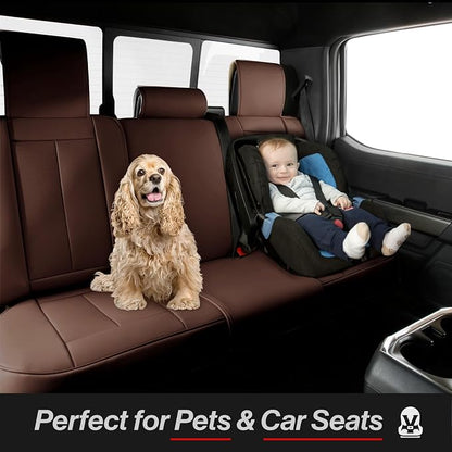 Coverland Custom Fit Car Seat Covers for SUV Compatible with [2022-2026 Hyundai Tucson] Premium Car Seat Cover Water Resistant Leather Non-Slip Interior Protector [Full set Dark Brown -Size Chart X58]