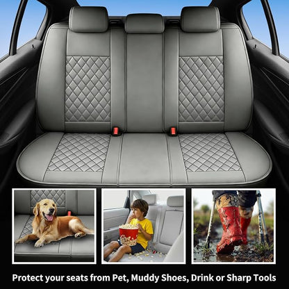 Car Seat Covers Compatible with Hyundai Equus 2011-2016 - Full Set 5 Seats Luxury Leather All-Weather Seat Cushions & Protectors, Waterproof & Breathable, Airbag Compatible (Gray)