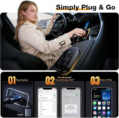 Wireless CarPlay Adapter for Apple [2026 Upgraded A7-Ultra Chip] Multi-User, Full-Auto Car Play Wireless Adapter for iPhone 6-17 Pro Max, Zero Latency, Cars 2015+, Plug & Play (Medium)