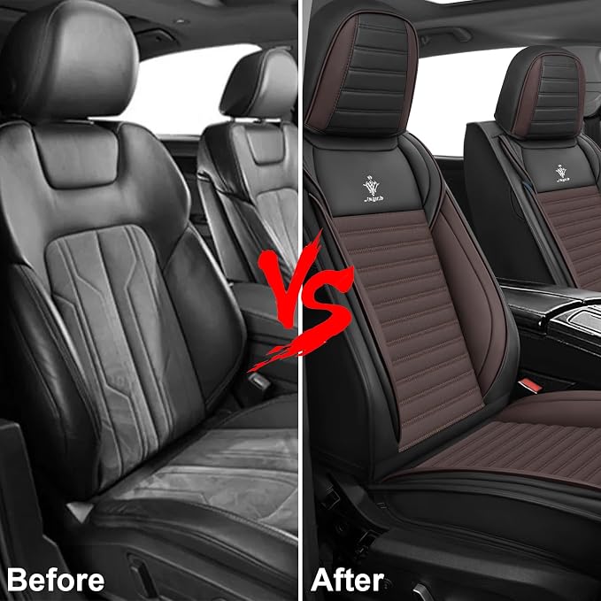 Seat Covers Fit for Nissan Rogue 2015-2026, Breathable and Comfortable Leather Car Seat Cover, Standard Waterproof Cushion Cover Auto Interior Accessories (Black Brown)