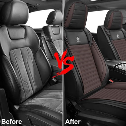 Seat Covers Fit for Nissan Rogue 2015-2026, Breathable and Comfortable Leather Car Seat Cover, Standard Waterproof Cushion Cover Auto Interior Accessories (Black Brown)