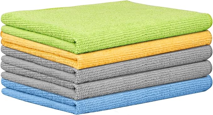 AIDEA Microfiber Cleaning Cloth 5 Pack, Microfiber Towels for Cars, Soft & Absorbent Cleaning Rags, Premium Lint Free Shop Towels for House, Kitchen, Car, 12inx16in