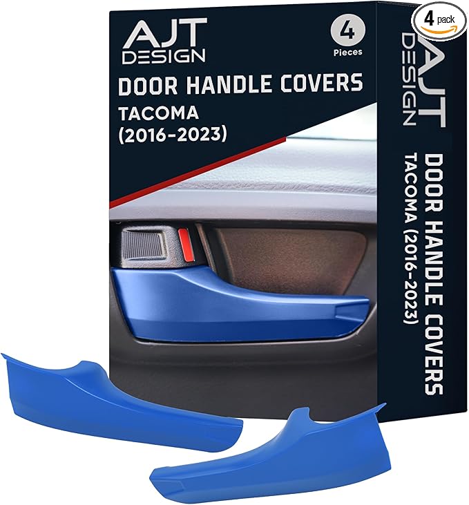AJT DESIGN Car Door Handle Cover Compatible with Toyota Tacoma (2016-2023) | ABS Plastic Interior Trim, Chrome Delete Tacoma Door Handle Cover | Made in USA, Pack of 4 (Front & Back) - Voodoo Blue