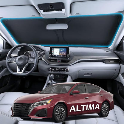 for Nissan Altima Windshield Sunshade [OEM Design, 100% Sun Blockage] Foldable Heat Insulation Sun Shade with Storage Bag, for Nissan Altima (2019-2026), Silver Coating