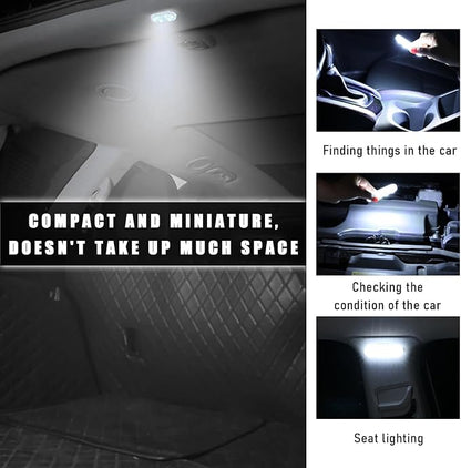 KVAEY 4 PCS Car LED Lights Interior Wireless, 7 Colors Magnetic Auto Ambient Light with 6 Bright LED Lamp Beads, Portable USB Rechargeable Vehicle Interior Led Night Light (White, Sticky, 4pcs)