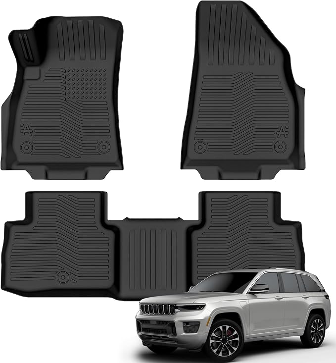 Auxko All Weather Floor Mats for 2026 Jeep Cherokee Hybrid & Jeep Recon & 2025 2026 Wangoneer S TPE Rubber Liners Accessories Odorless Anti-Slip Floor Mats Black
