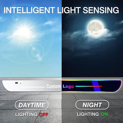 Car Door Sills Led Magnetic, Custom Logo Or Text Led Door Sills for Car, Compatible with Most Models, 7 Colors/28 Change Modes, Auto-Sensing, Welcome Courtesy Lights