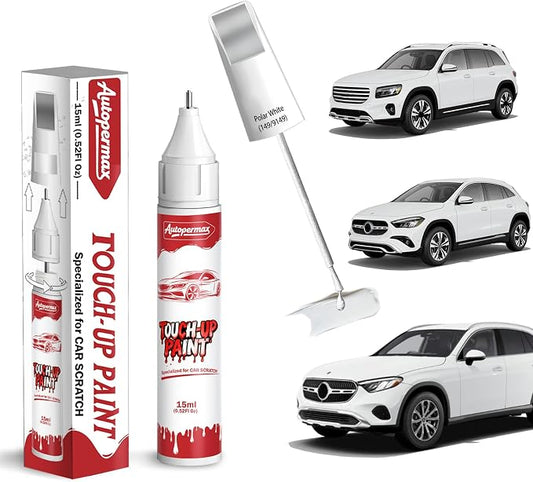 149/9149 Polar White Car Touch Up Paint for Mercedes-Benz, Color Accurate Two-In-One Car Paint Scratch Repair Pen, Professional Scratch Remover for Vehicles Chips and Nicks Scuff