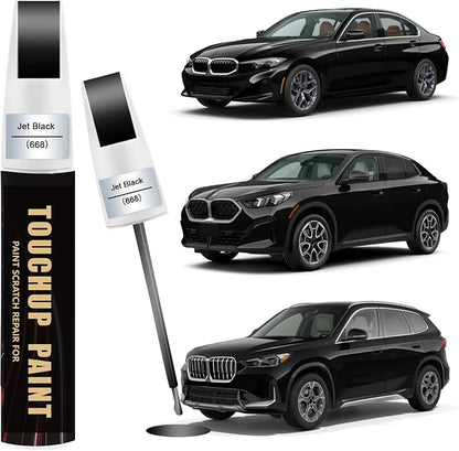 Jet Black(668) Car Paint Touch Up Pen Compatible with BMW, 2In1 Color Accurate Touch Up Car Scratch Repair Paint Exact Match BMW Series Premium Automotive Scratch Remover for Nicks & Chips Repair