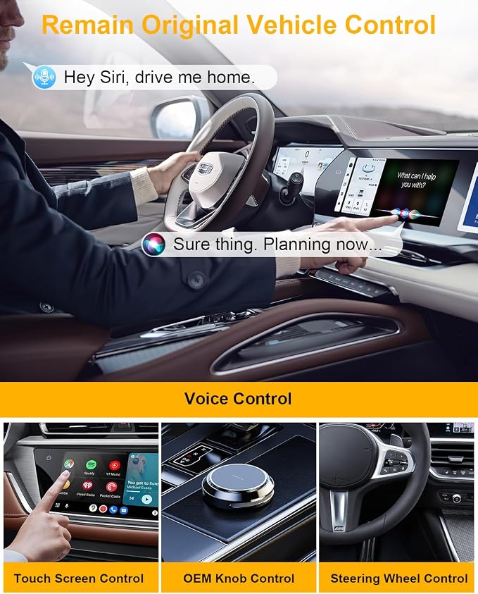 Wireless CarPlay Adapter, 2025 Upgraded 5-in-1 Apple CarPlay Wireless and Android Auto Adapter Support Netflix/YouTube/TF Card, Magic Car Play Ai Box for Cars from 2016 & iPhone iOS10+ Android